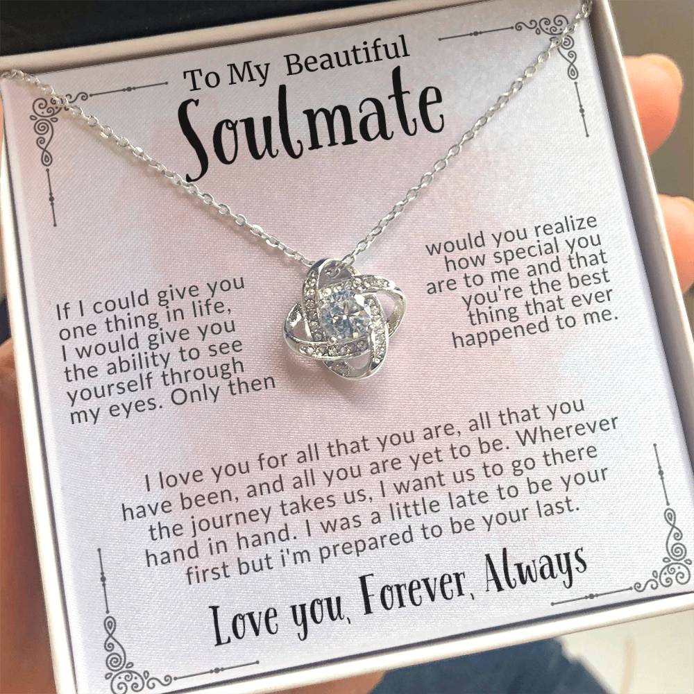 “To My Beautiful Soulmate” LoveKnot Necklace