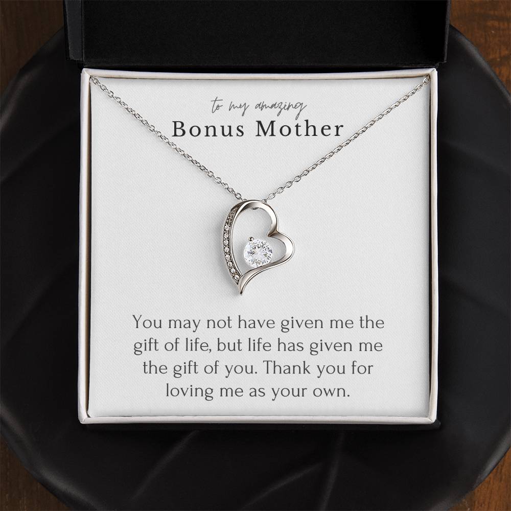 “To My Amazing Bonus Mother” Forever Love Necklace