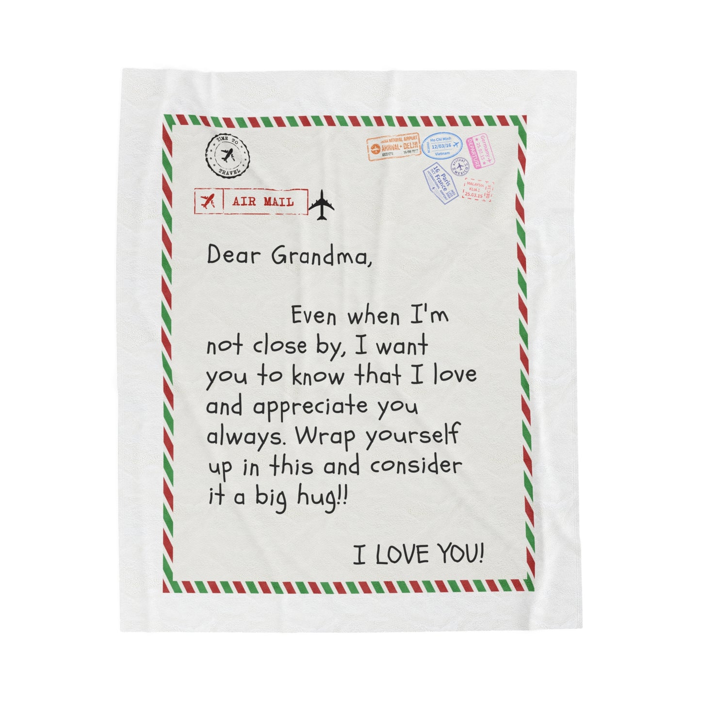 “To My Grandma” Velveteen Plush Blanket
