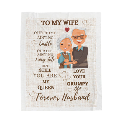 “To My Wife” Velveteen Plush Blanket