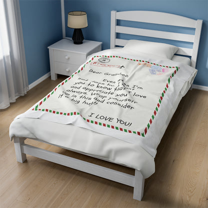 “To My Grandma” Velveteen Plush Blanket