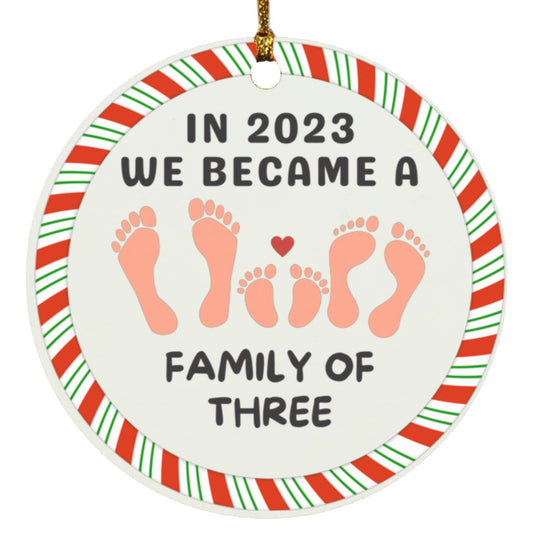 A Family Of Three Three-pair Footprints Happiness Ornament