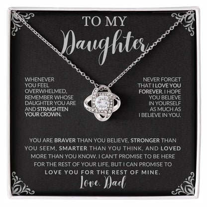 “To My Daughter” Love Knot Necklace