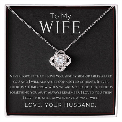 “To My Wife, Love Husband” Love Knot Necklace