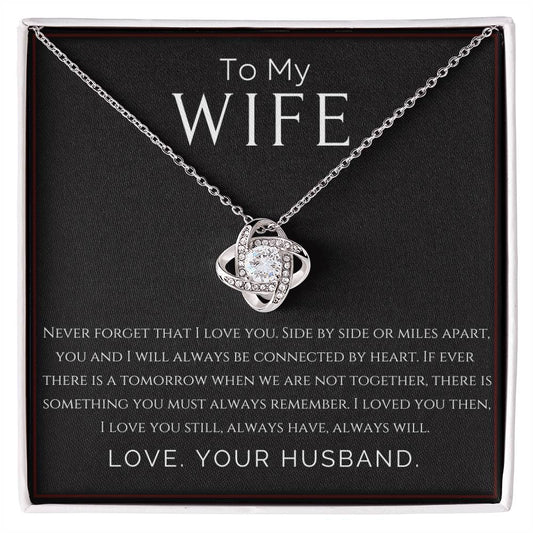 “To My Wife, Love Husband” Love Knot Necklace