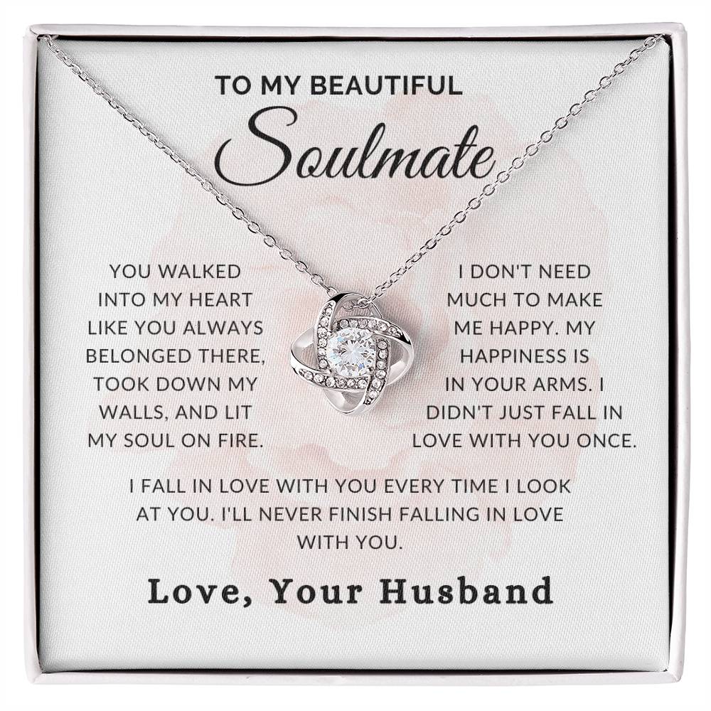 “To My Beautiful Soulmate” Love knot necklace
