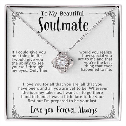 “To My Beautiful Soulmate” Love Knot Necklace