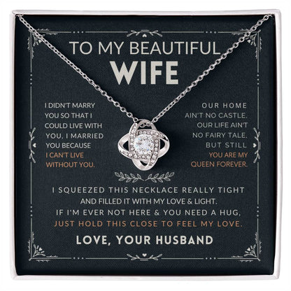 To My Beautiful Wife Love Knot Necklace