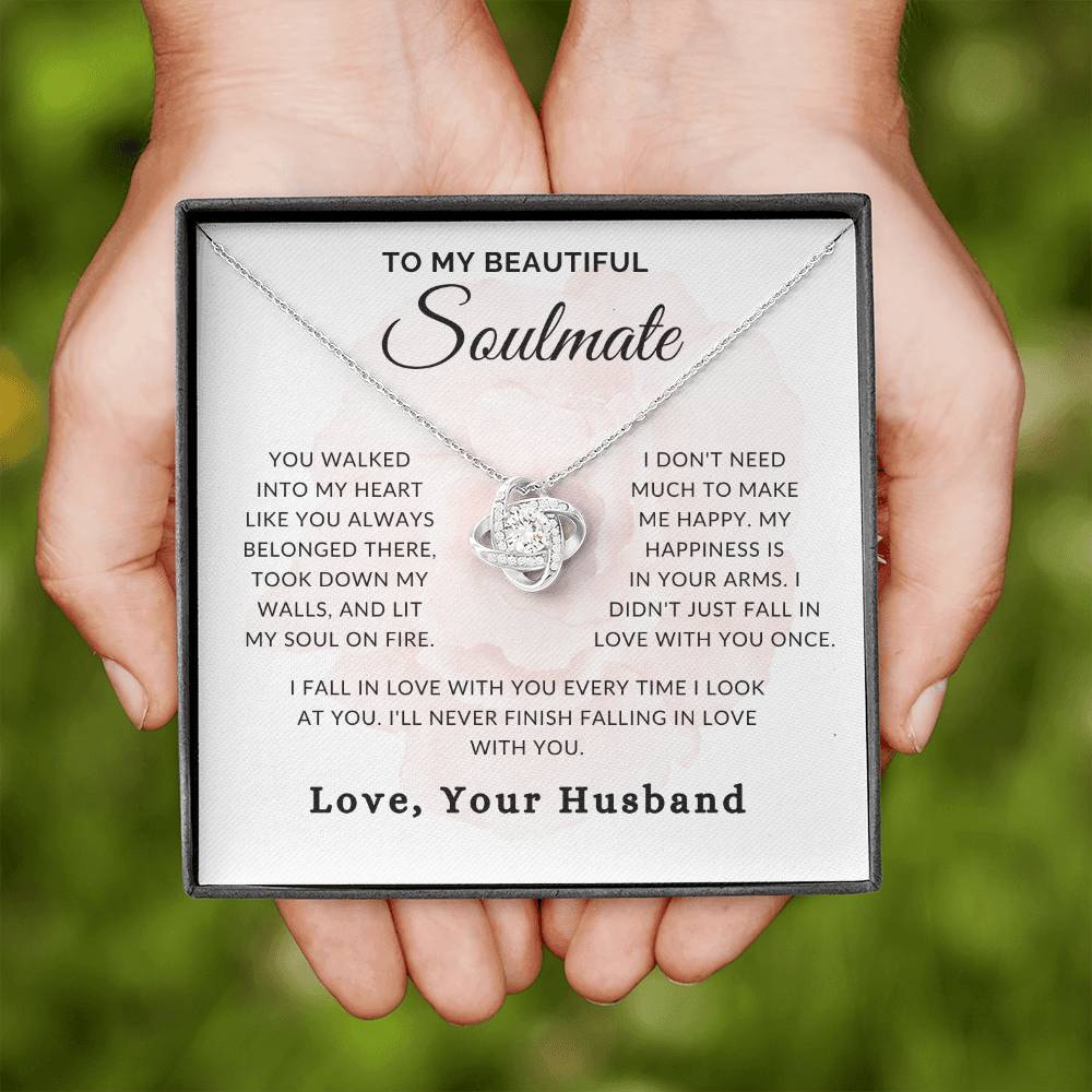 “To My Beautiful Soulmate” Love knot necklace