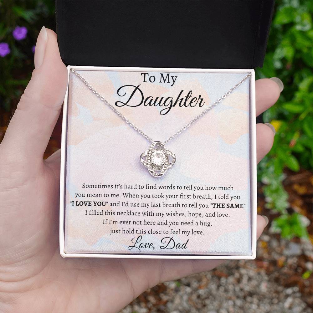 To My Daughter Love Knot Necklace