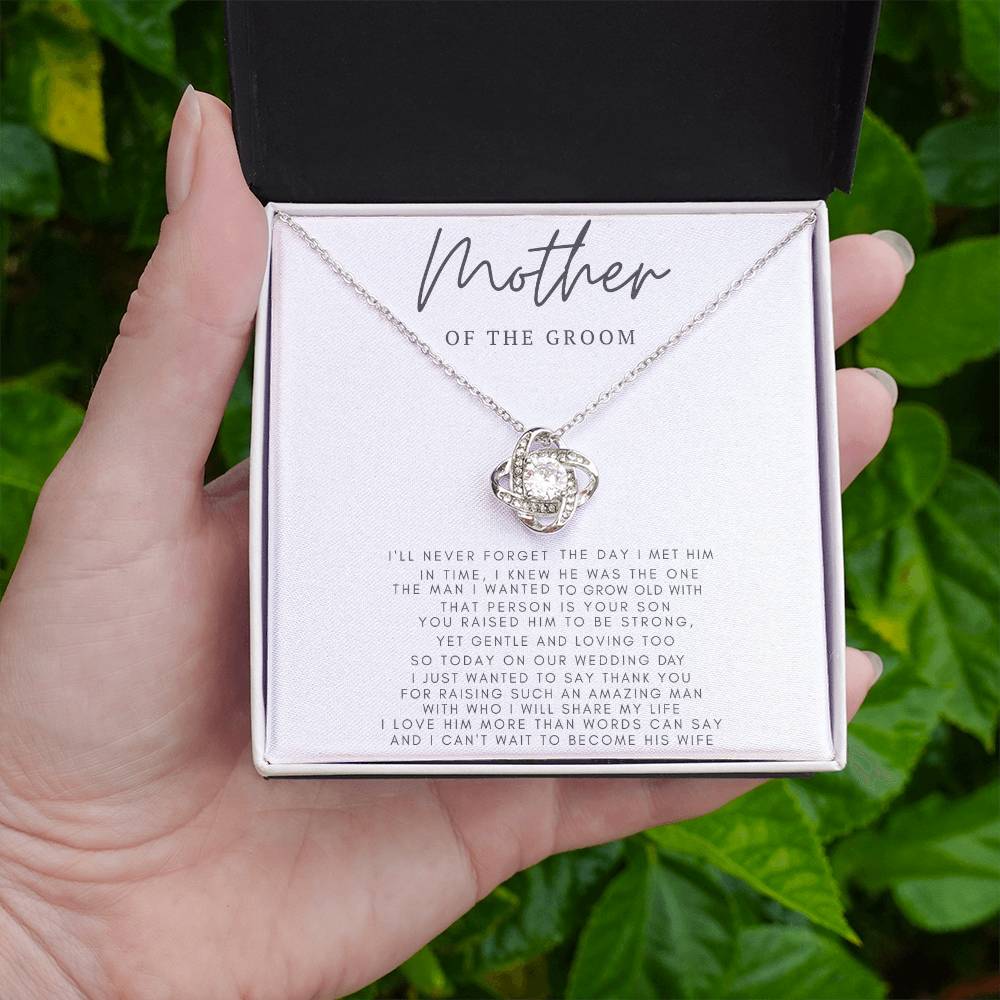 “Mother Of The Groom” Love Knot Necklace