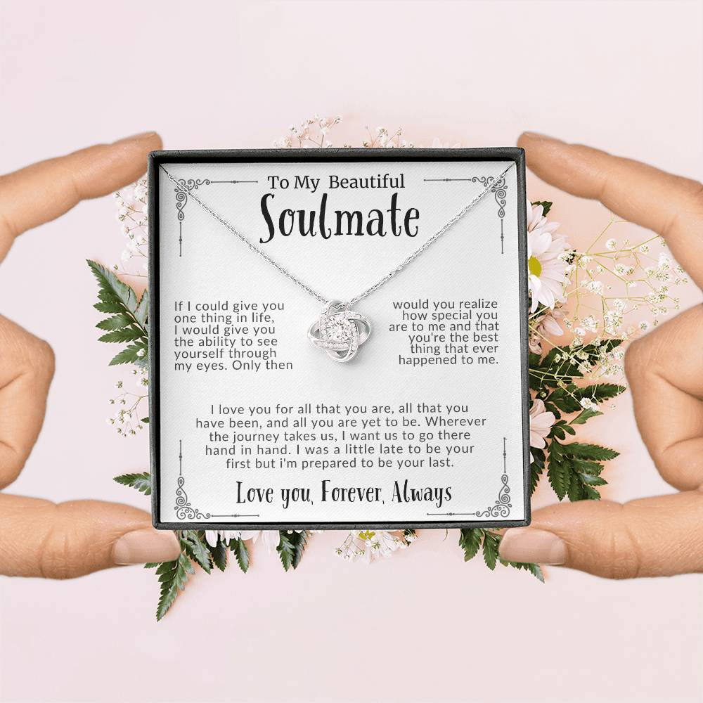 “To My Beautiful Soulmate” Love Knot Necklace