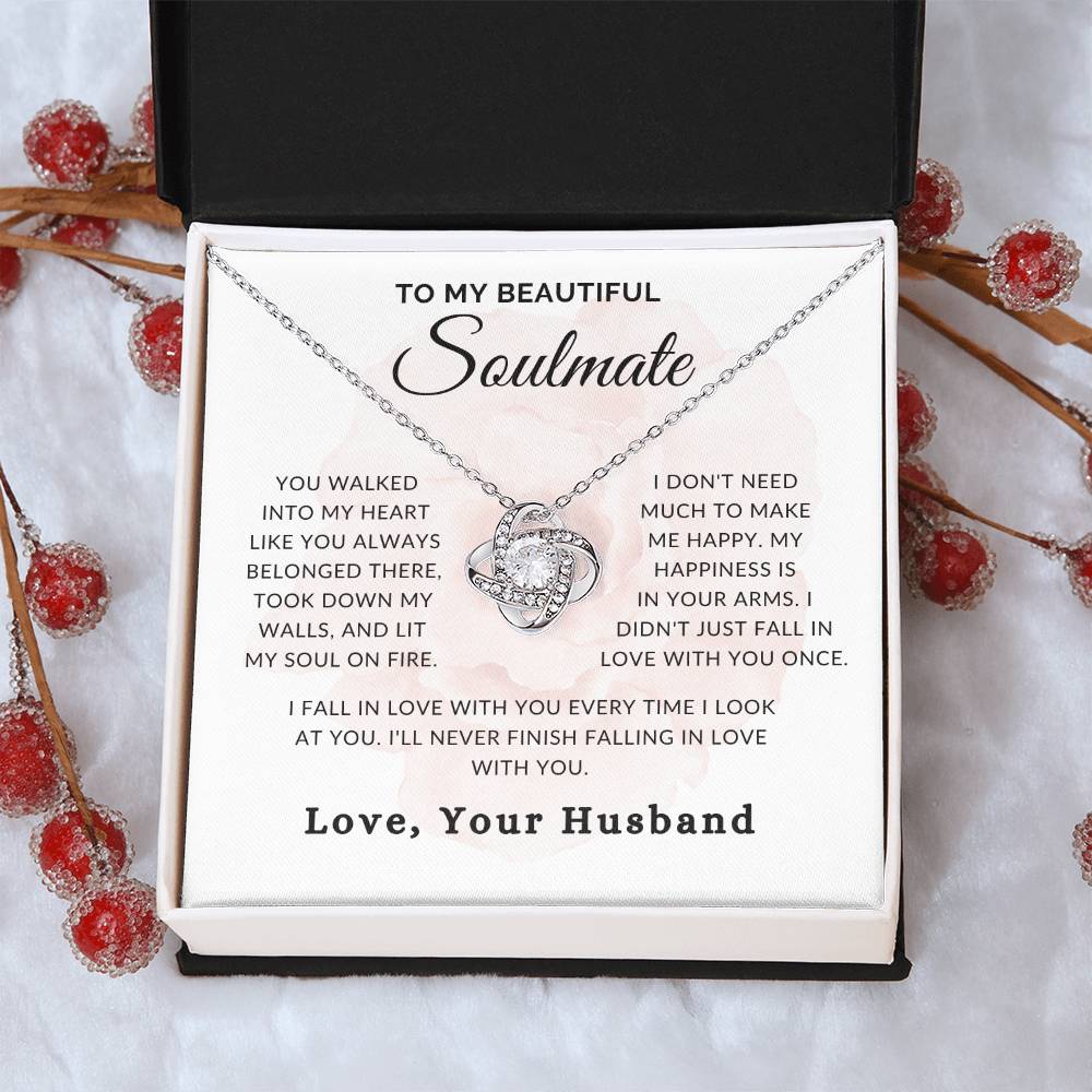 “To My Beautiful Soulmate” Love knot necklace
