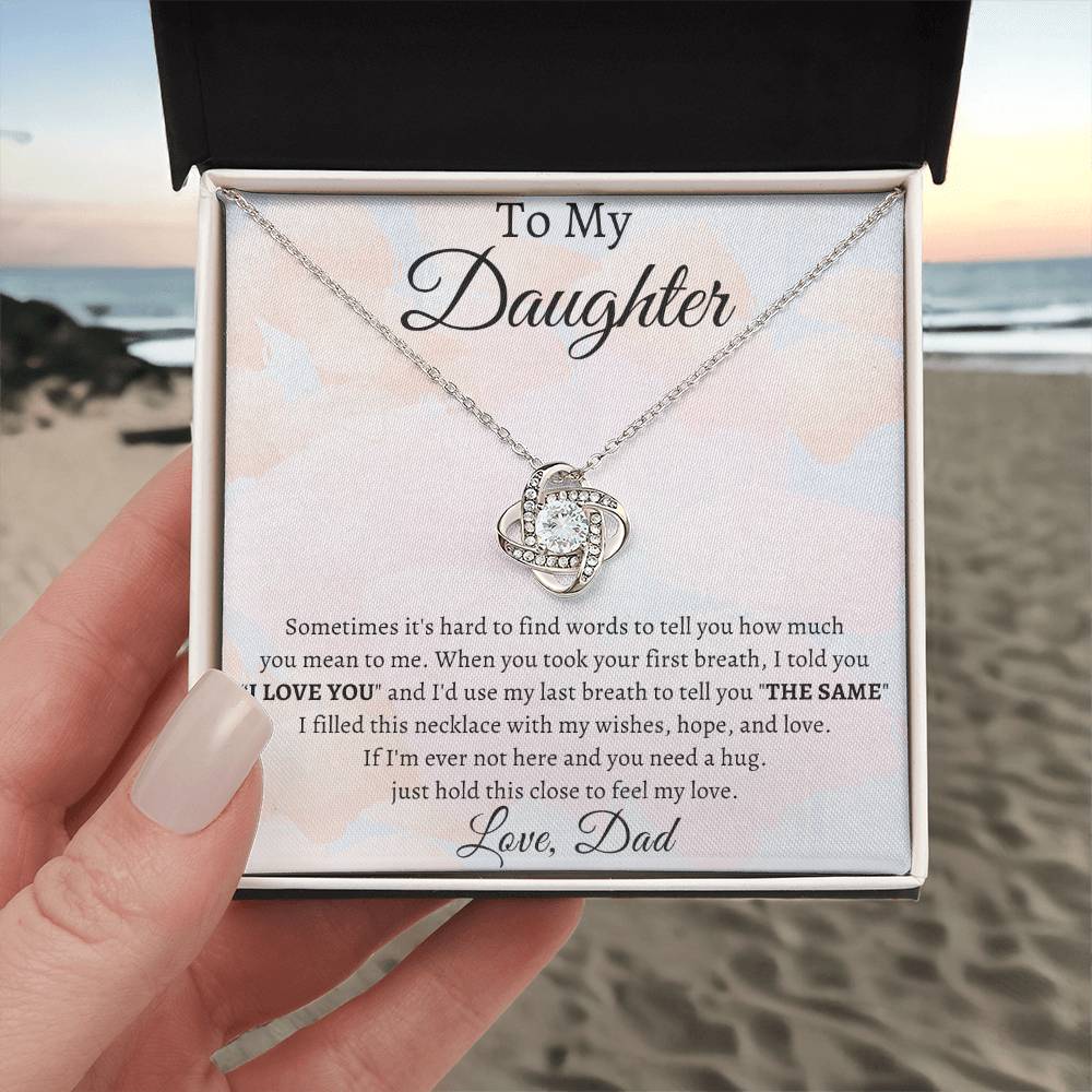 To My Daughter Love Knot Necklace