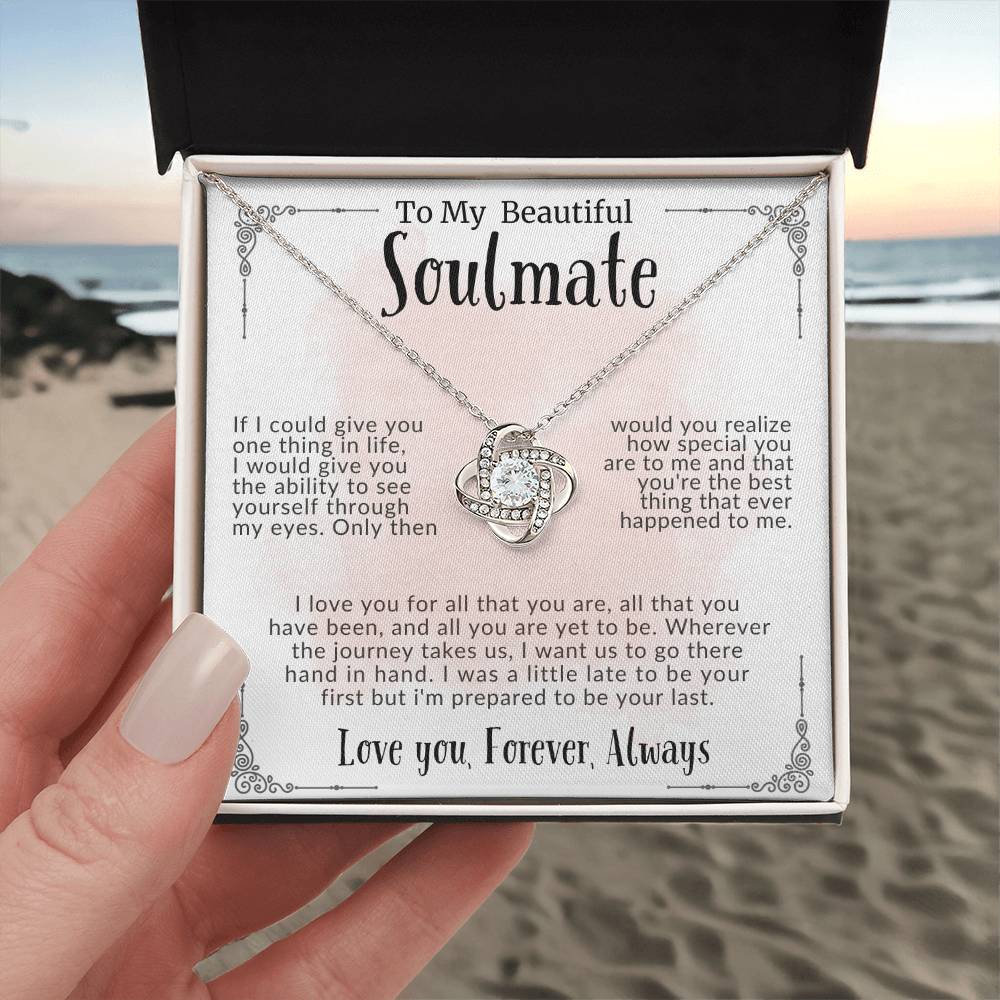 “To My Beautiful Soulmate” LoveKnot Necklace