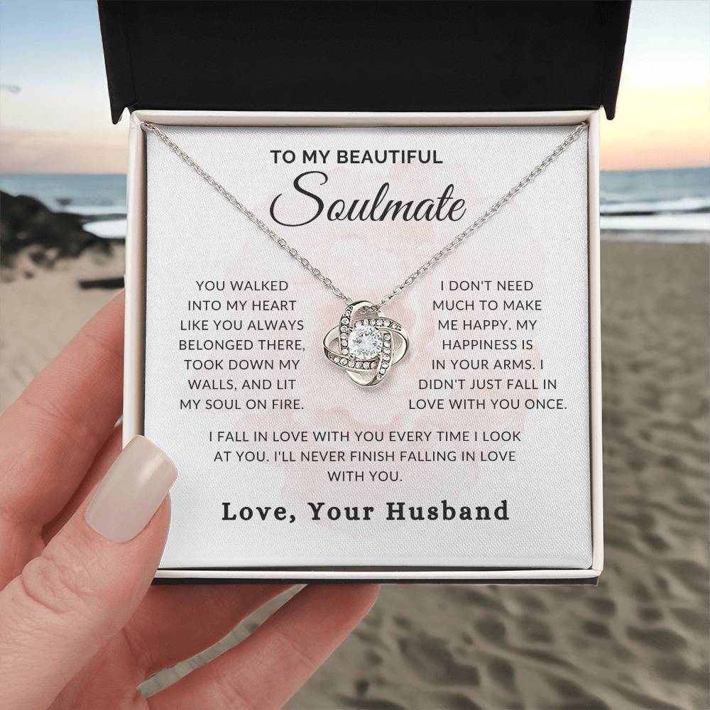 “To My Beautiful Soulmate” Love knot necklace
