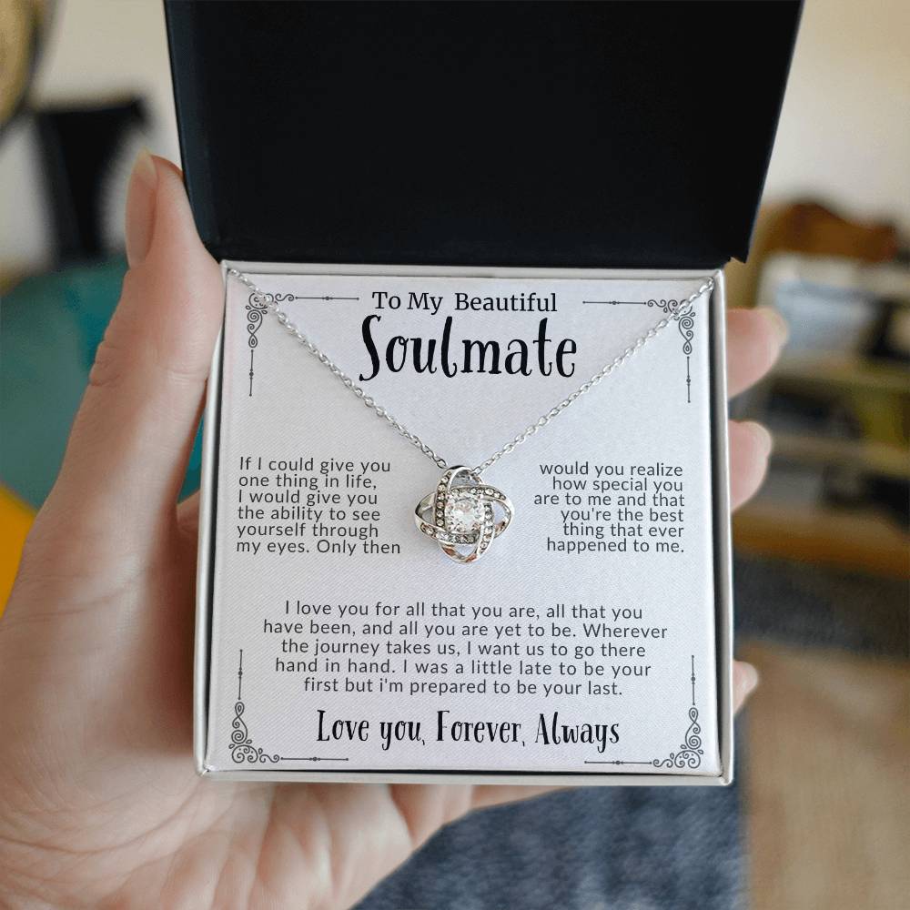 “To My Beautiful Soulmate” Love Knot Necklace