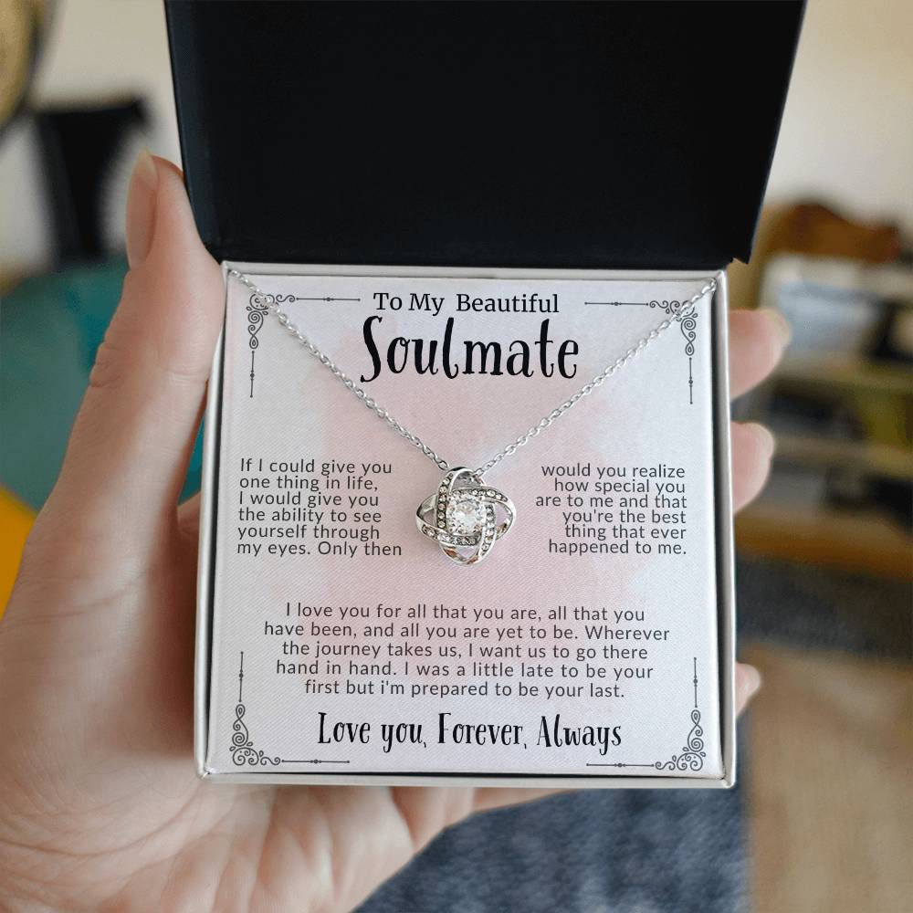 “To My Beautiful Soulmate” LoveKnot Necklace