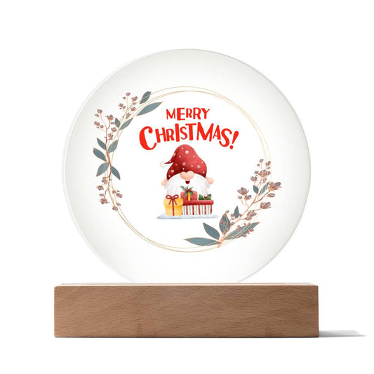 Festive Merry Christmas Gnome Round Acrylic Ornament