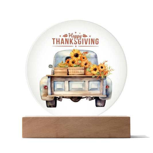 Thanksgiving Truck Acrylic Centerpiece: A Rustic Delight for Your Holiday Table